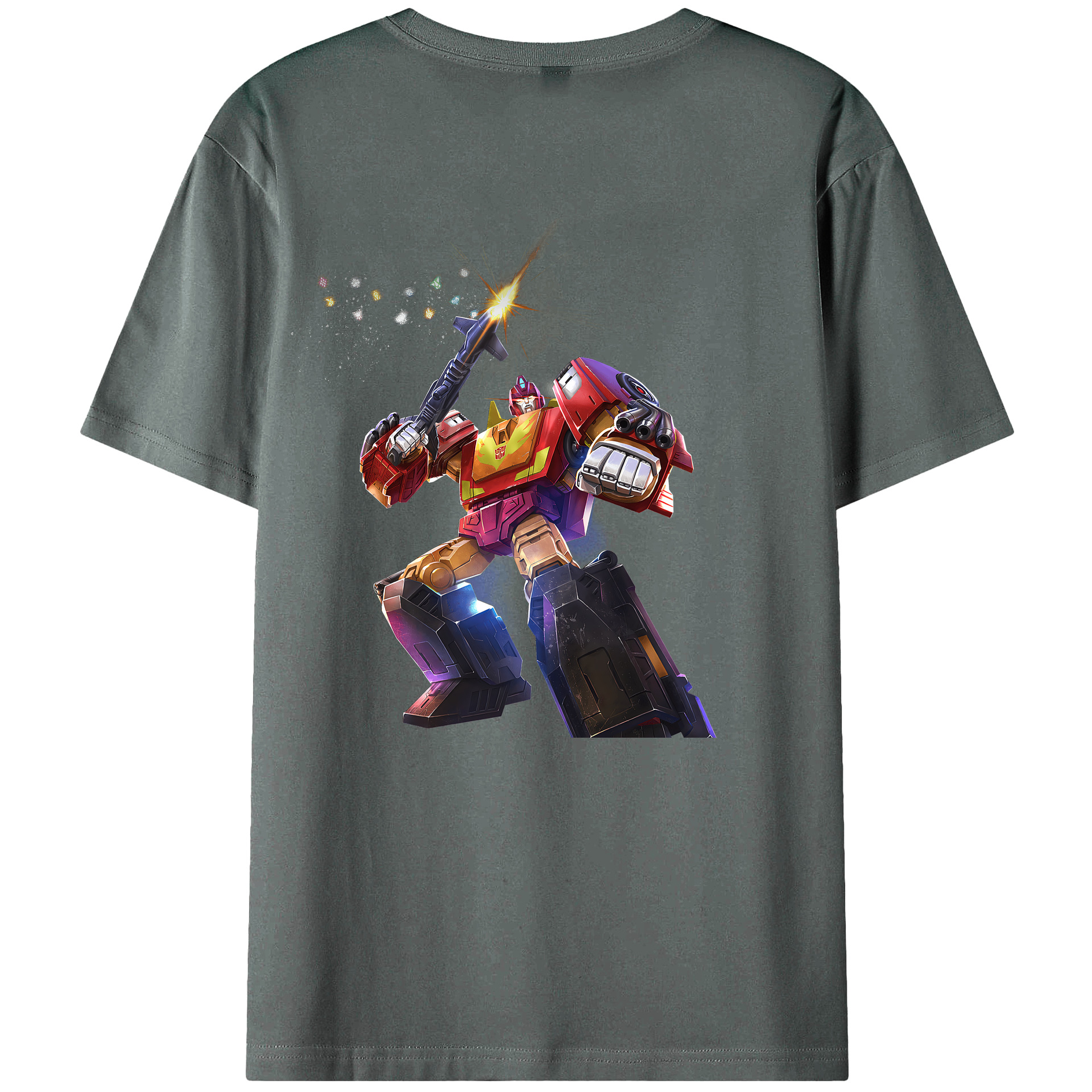 （画像用） Transformers トランスフォーマー 綿100％ メンズ半袖Tシャツ（バックプリント） 通気性